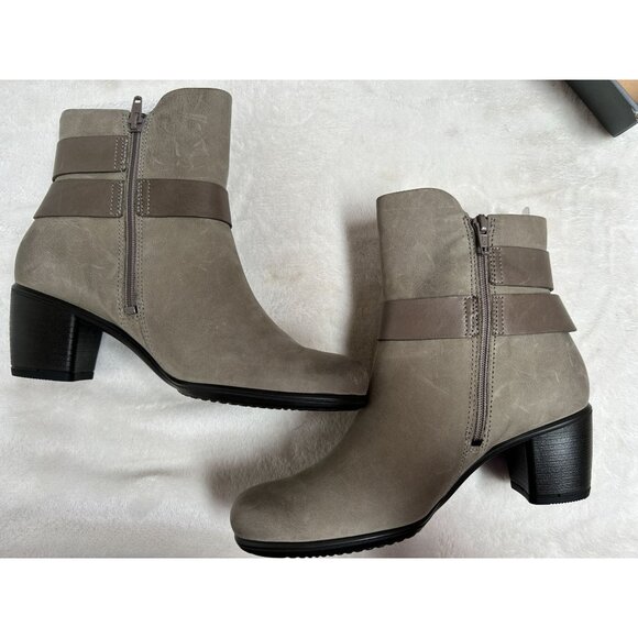 Ecco Touch 55B Leather Mid Cut Zip Boots Womens Warm Gray Size 36 US 5-5.5 New - Picture 3 of 6